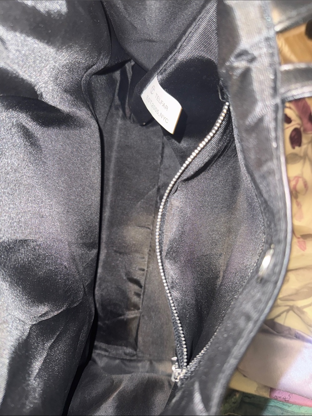 Black Leather Telfer Tote with Embossed Round Logo - Picture 3 of 7